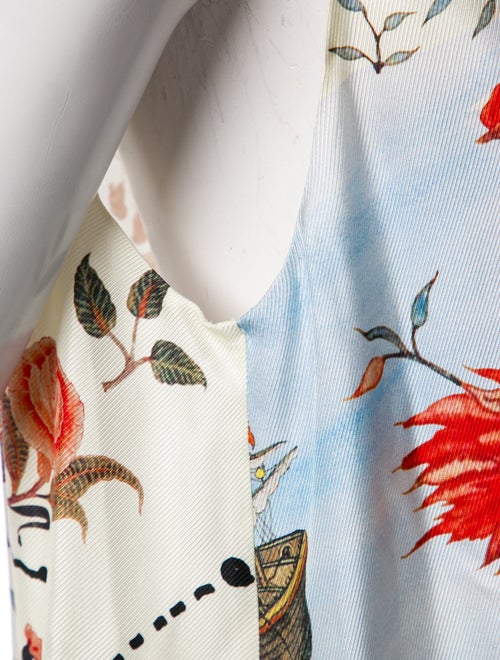Oscar de la Renta Silk Floral Print Blouse