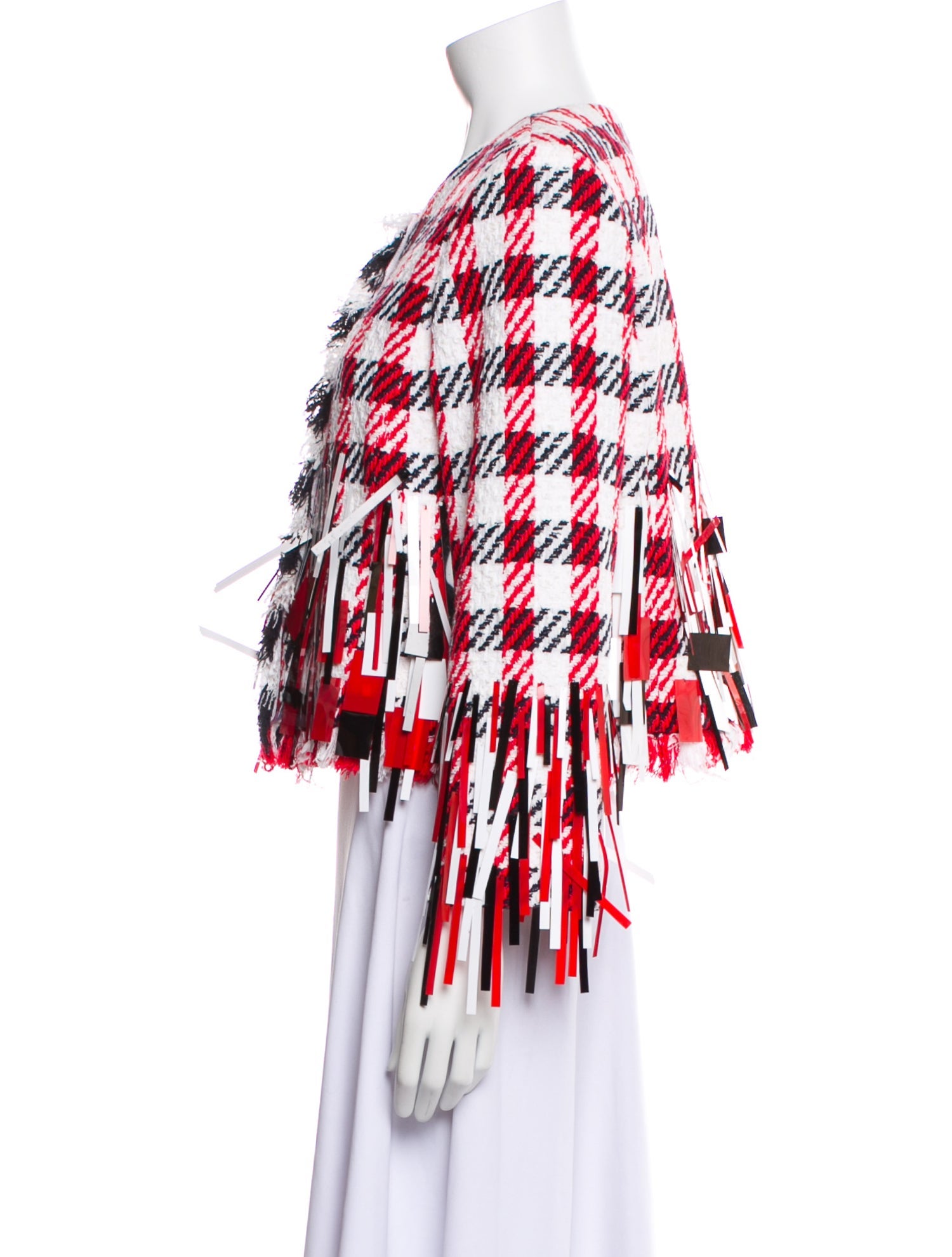 Oscar de la Renta Tweed Plaid Print Jacket