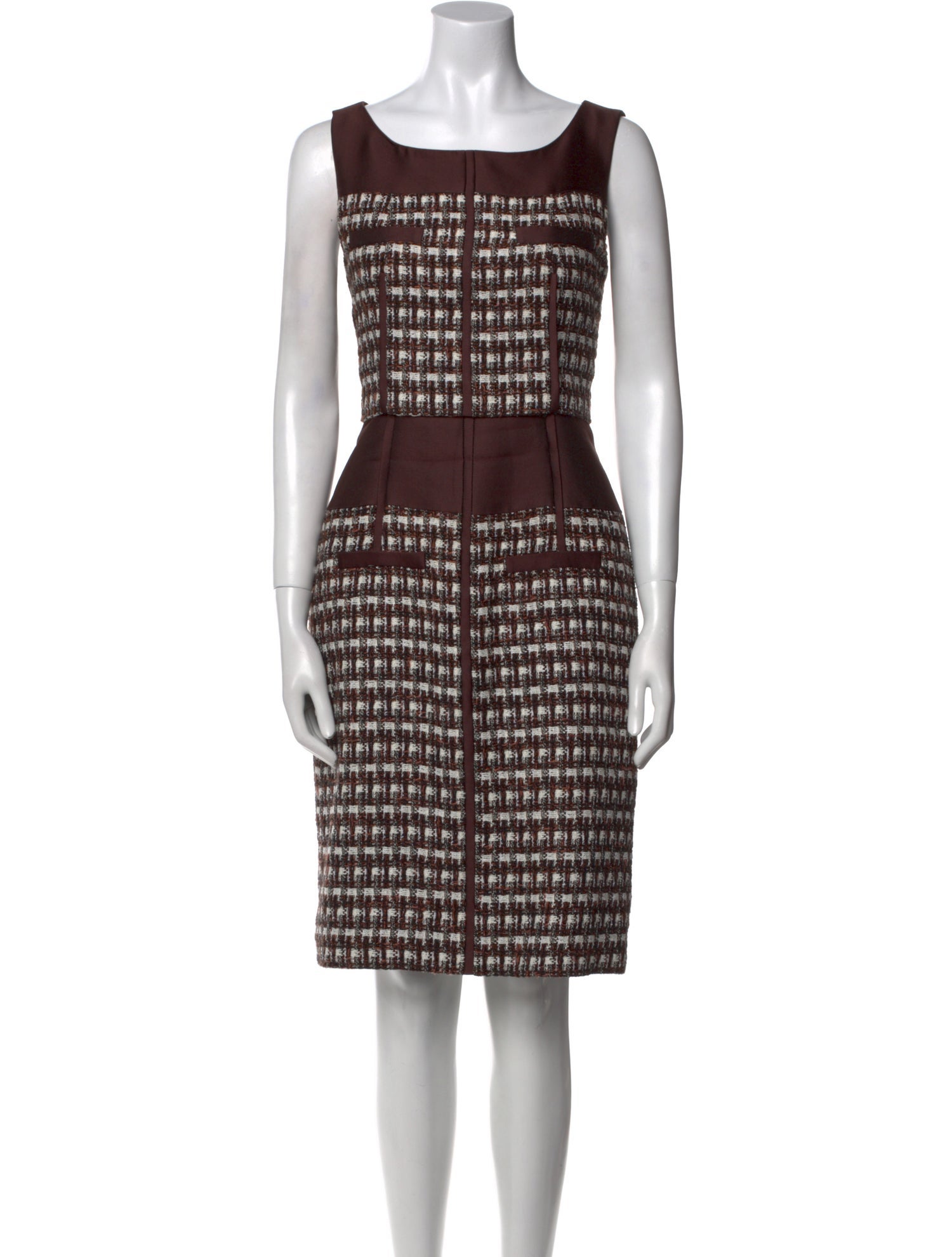 Oscar de la Renta Tweed Pattern Knee-Length Dress