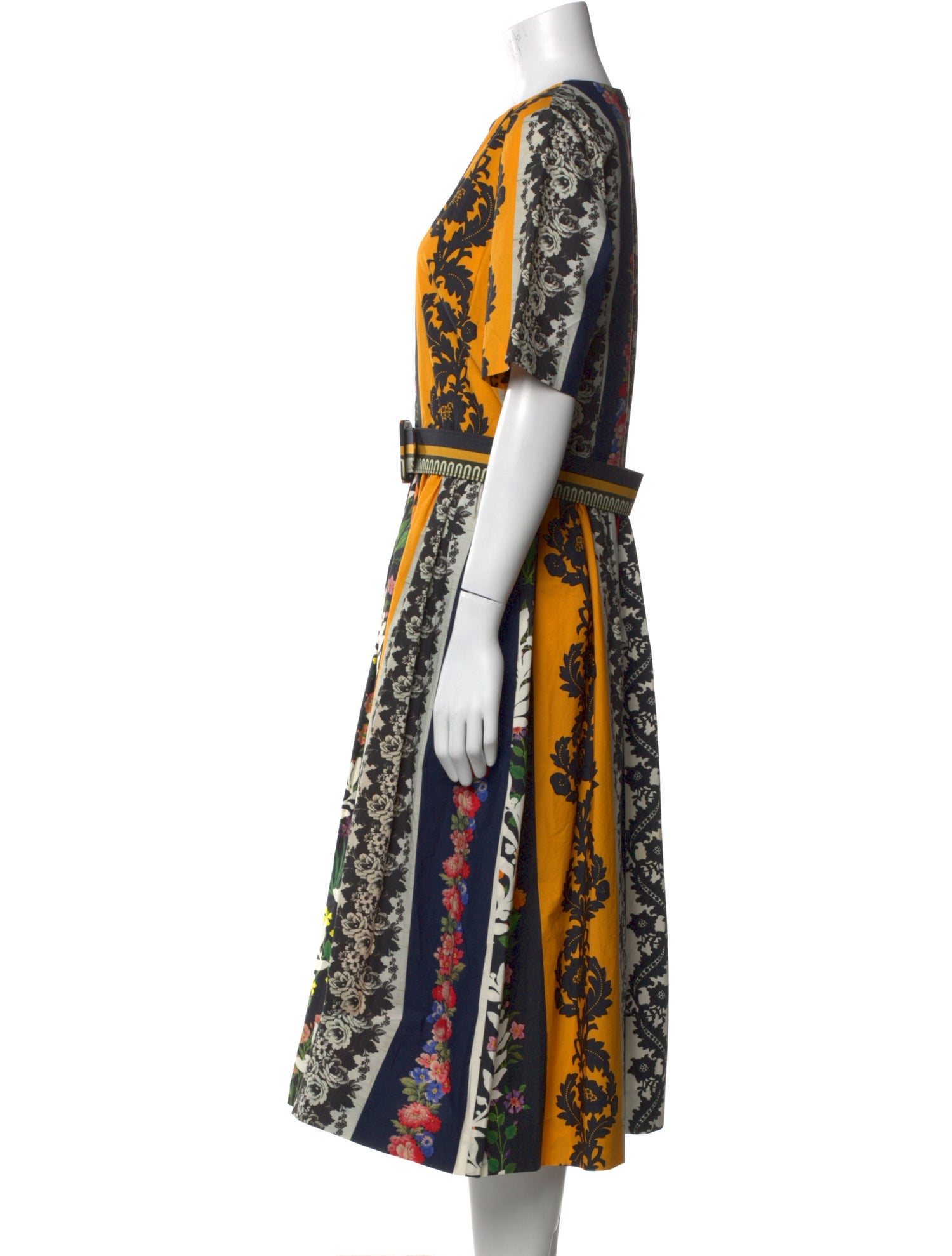 Oscar de la Renta Floral Print Midi Length Dress