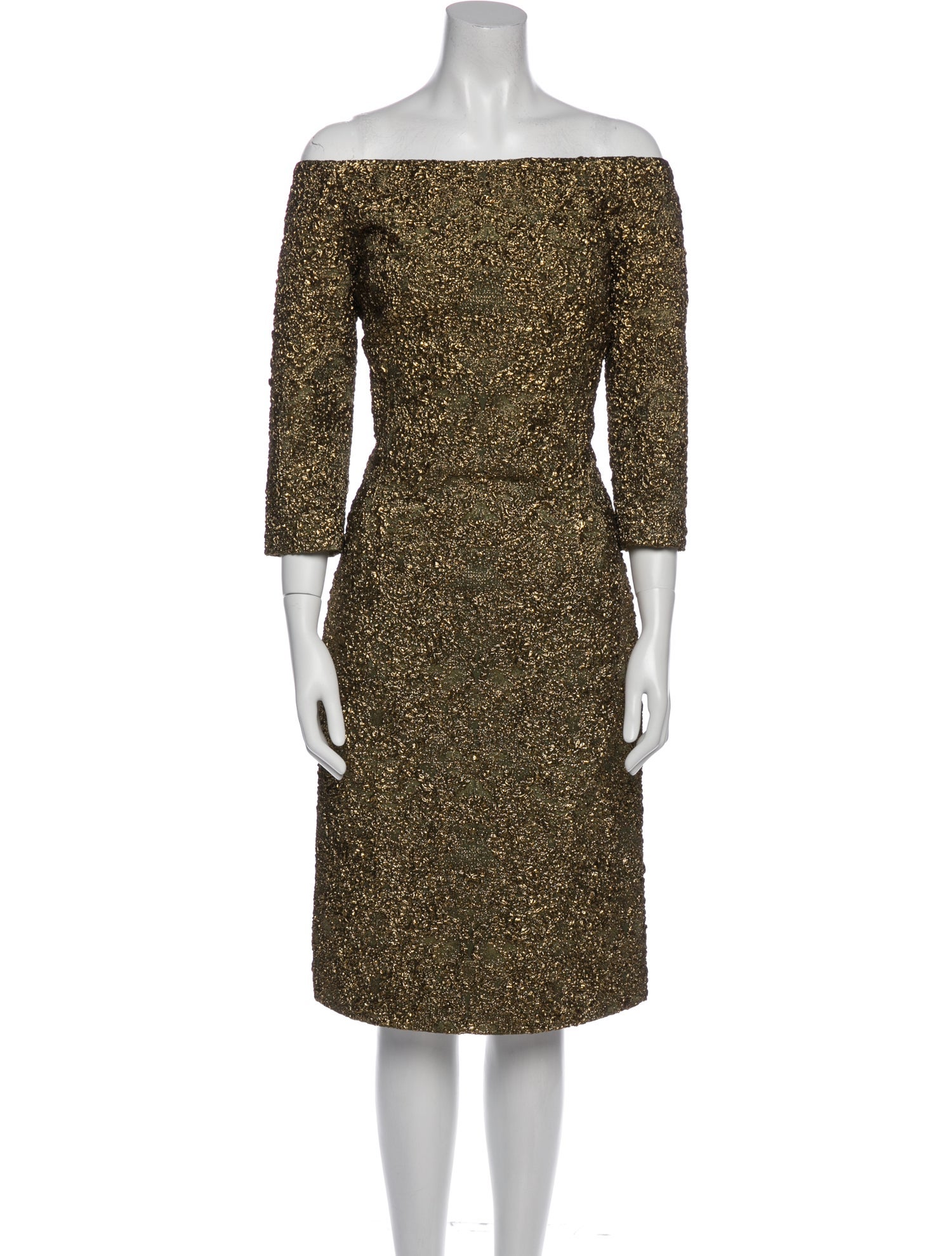 Oscar de la Renta Off-The-Shoulder Knee-Length Dress