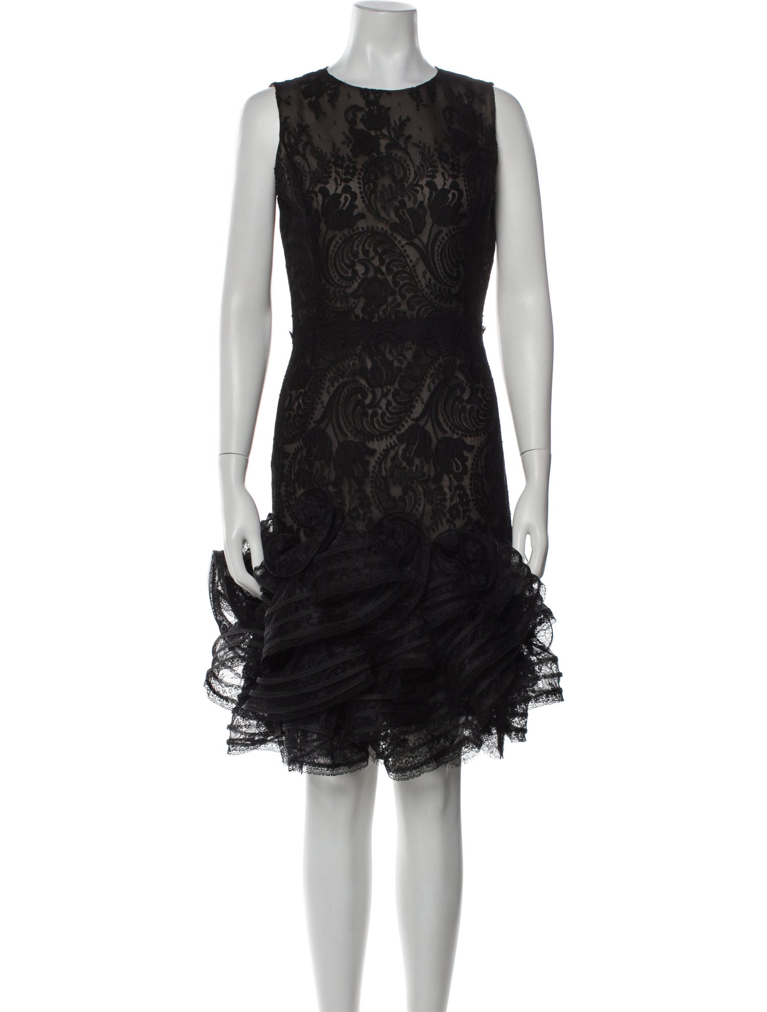 Oscar de la Renta Lace Pattern Knee-Length Dress