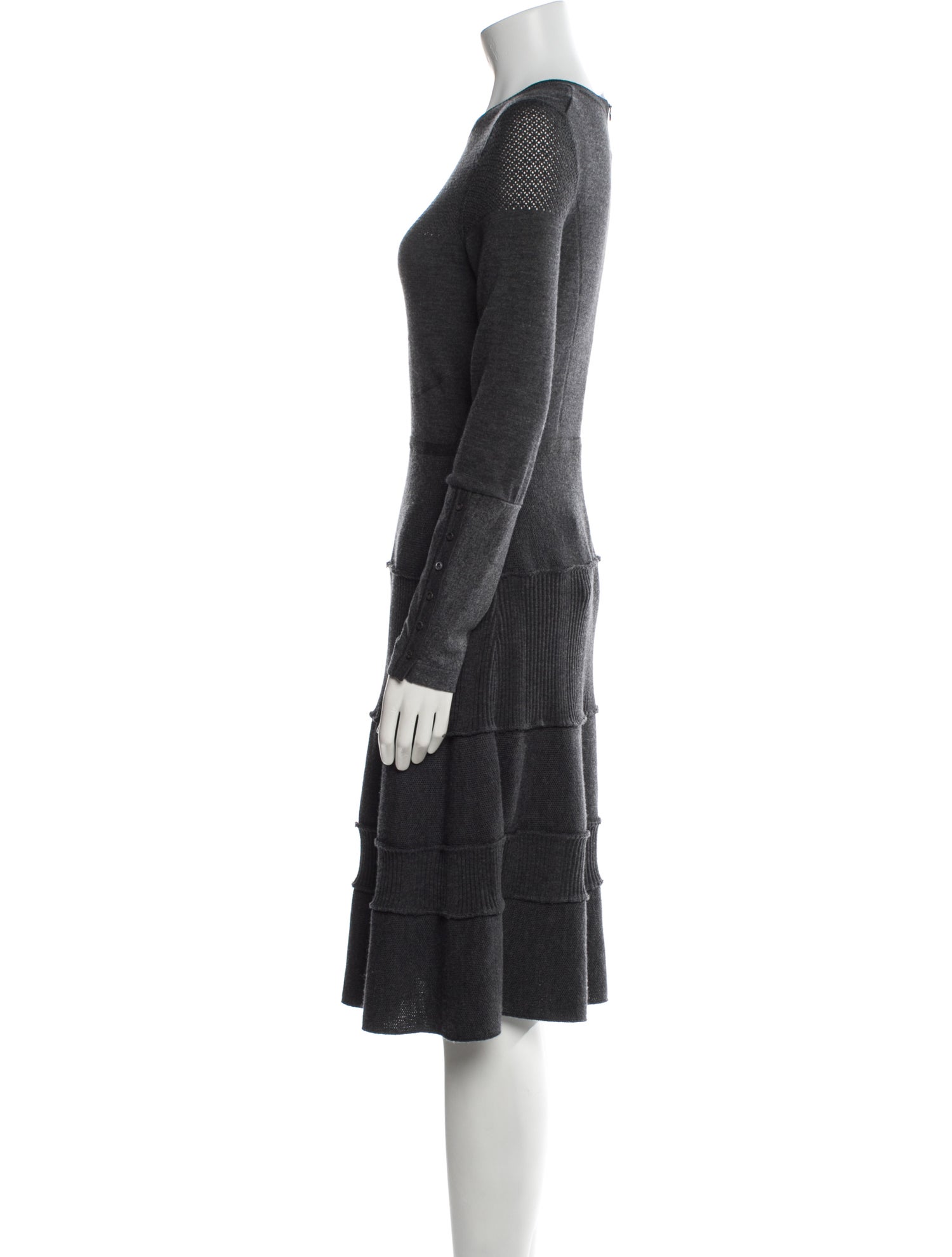 Oscar de la Renta Virgin Wool Knee-Length Dress