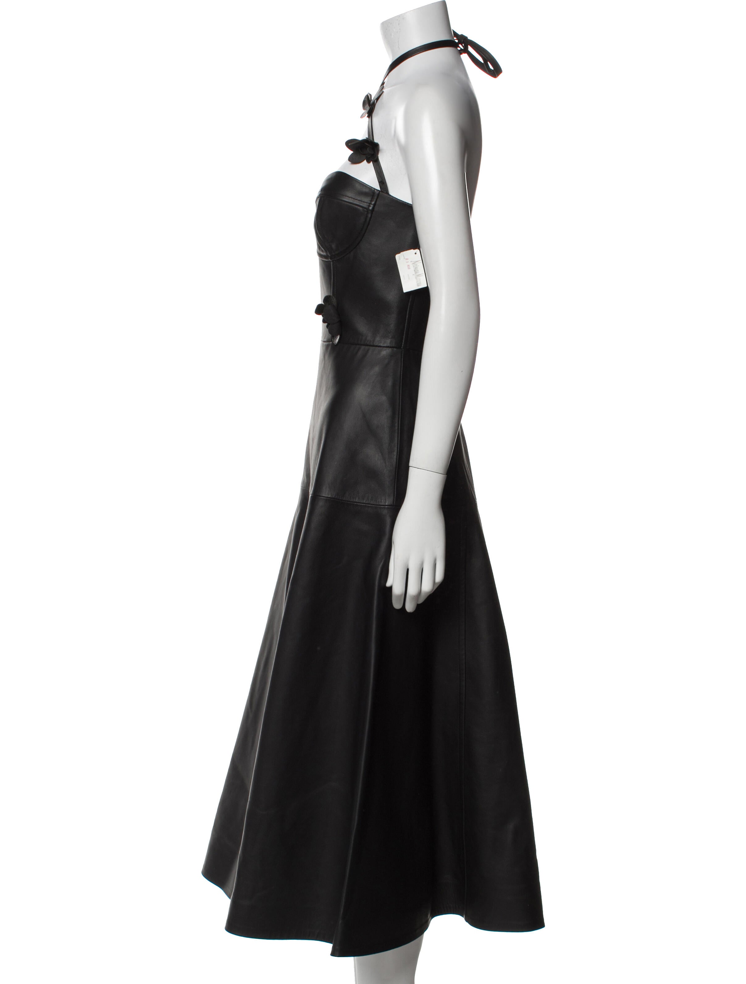 Oscar de la Renta Leather Midi Length Dress