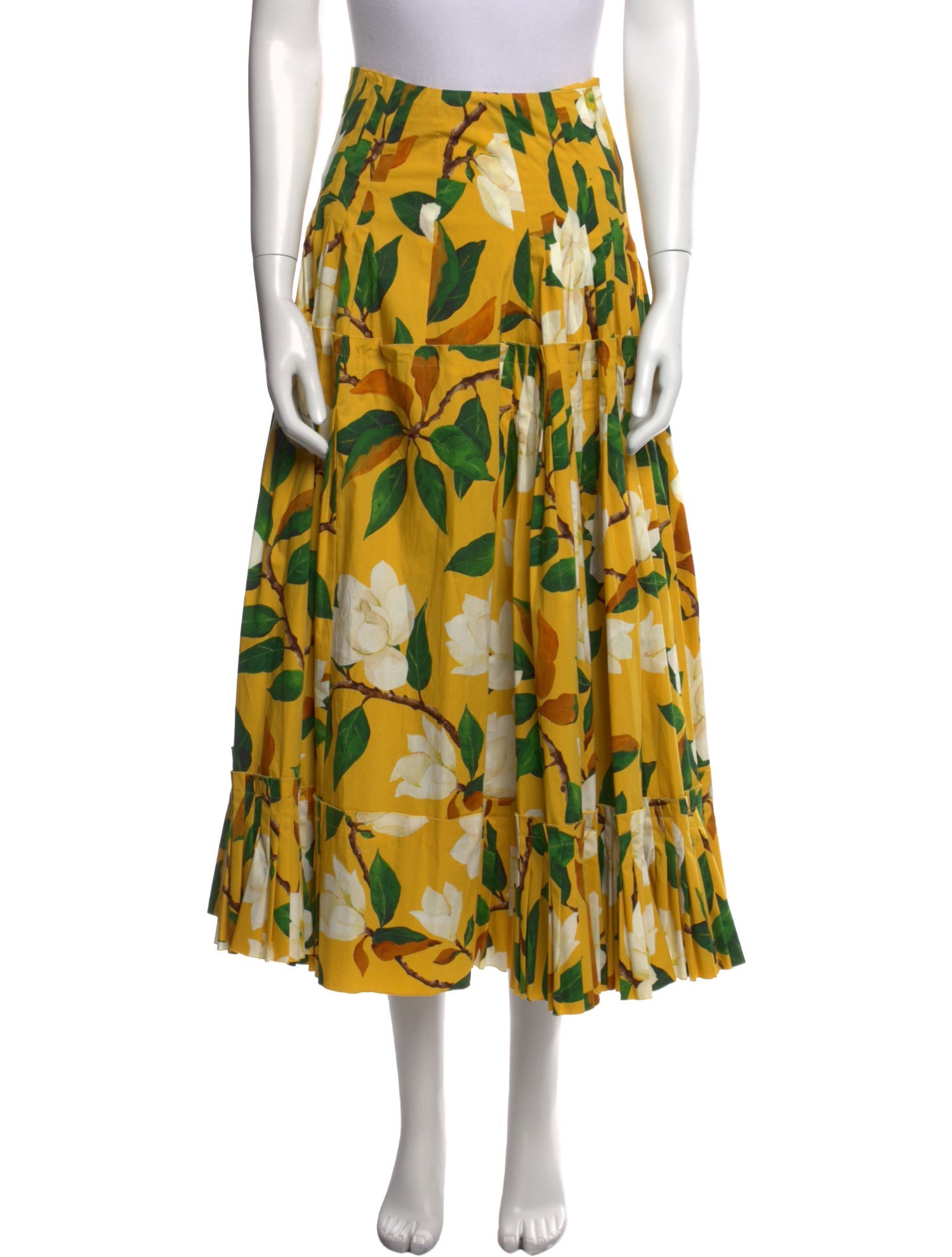 Oscar de la Renta Floral Print Midi Length Skirt