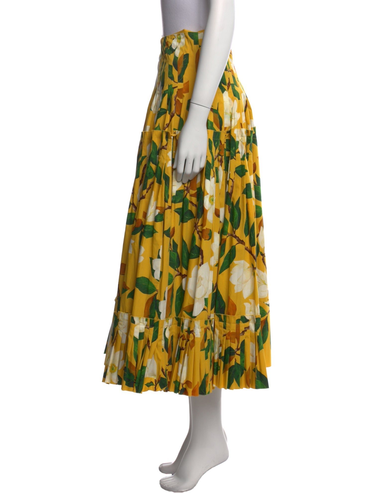 Oscar de la Renta Floral Print Midi Length Skirt