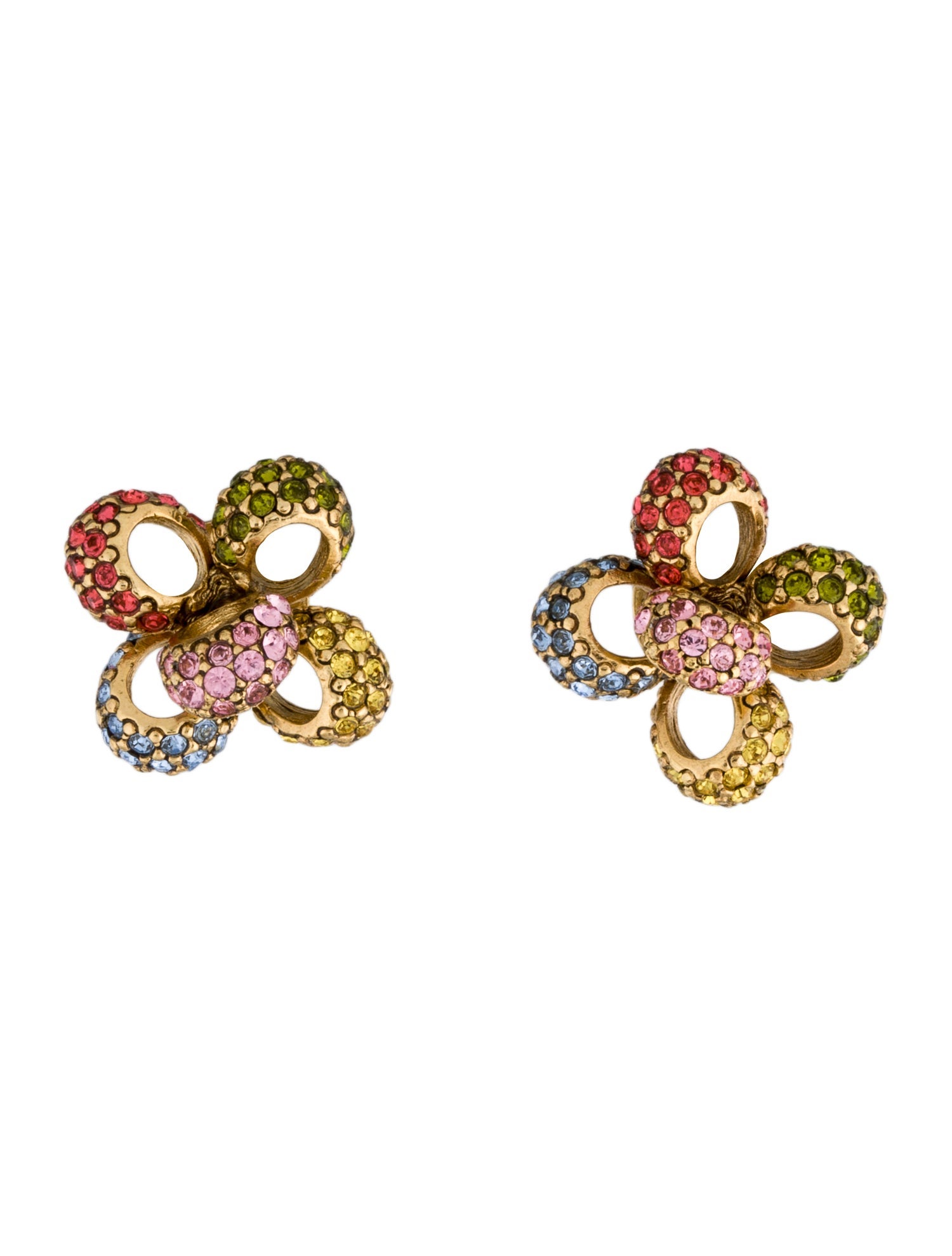 Oscar de la Renta Crystal Loop Stud Earrings