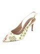 Oscar de la Renta Leather Floral Print Slingback Pumps