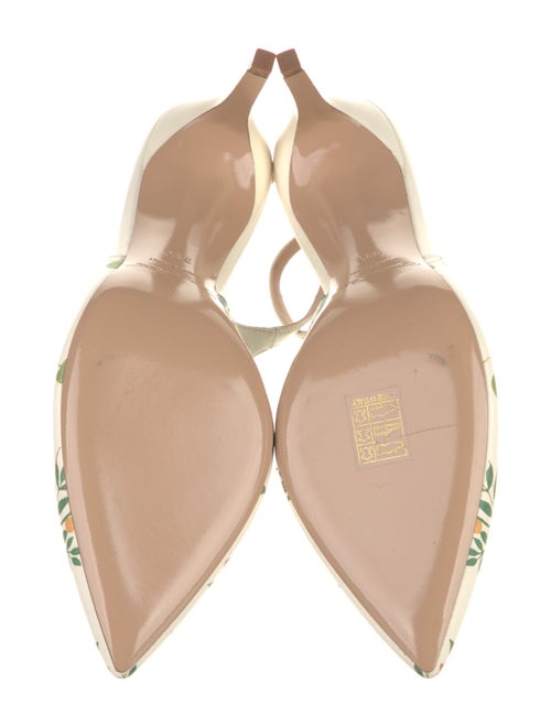 Oscar de la Renta Leather Floral Print Slingback Pumps