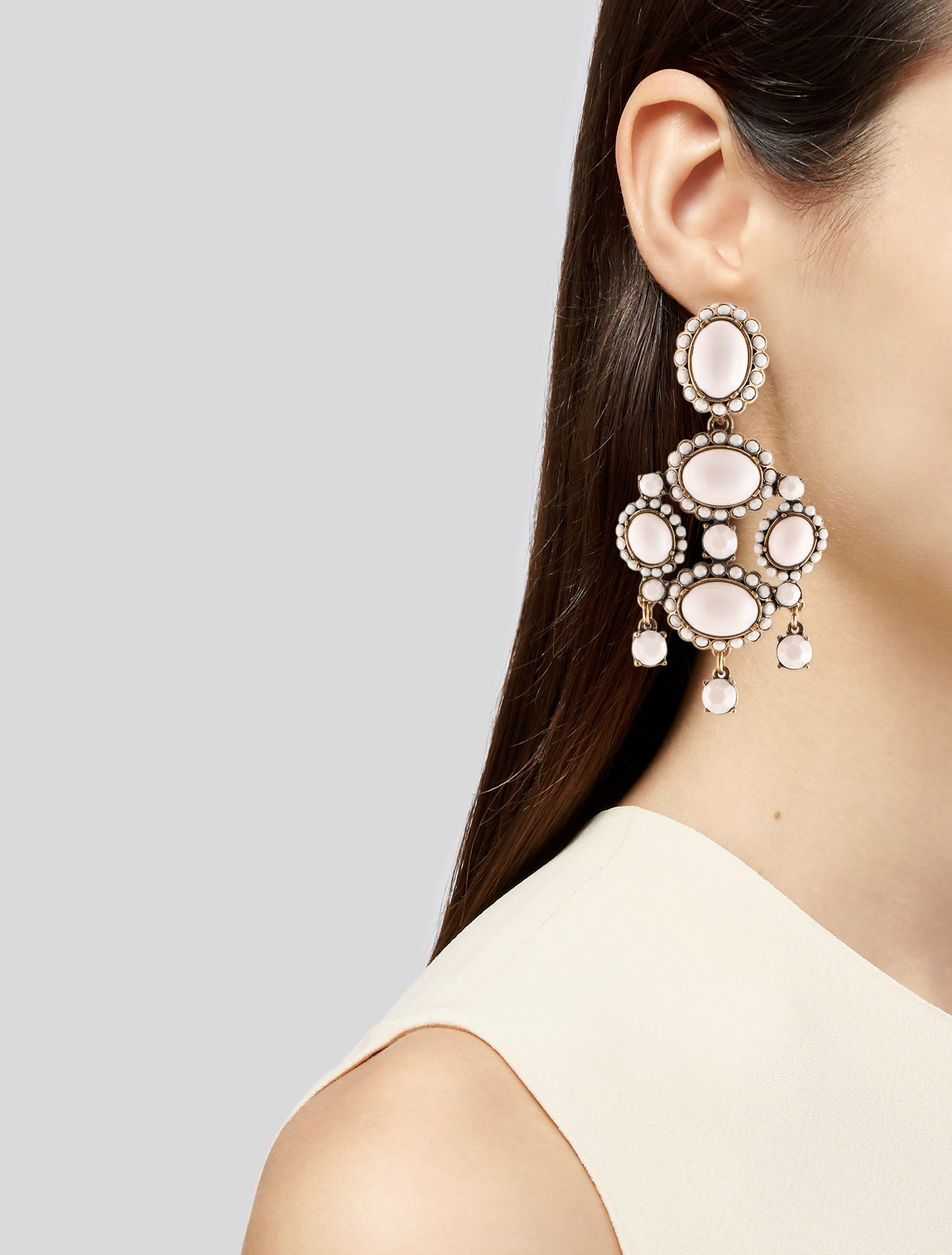 Oscar de la Renta Resin & Crystal Drop Clip-On Earrings