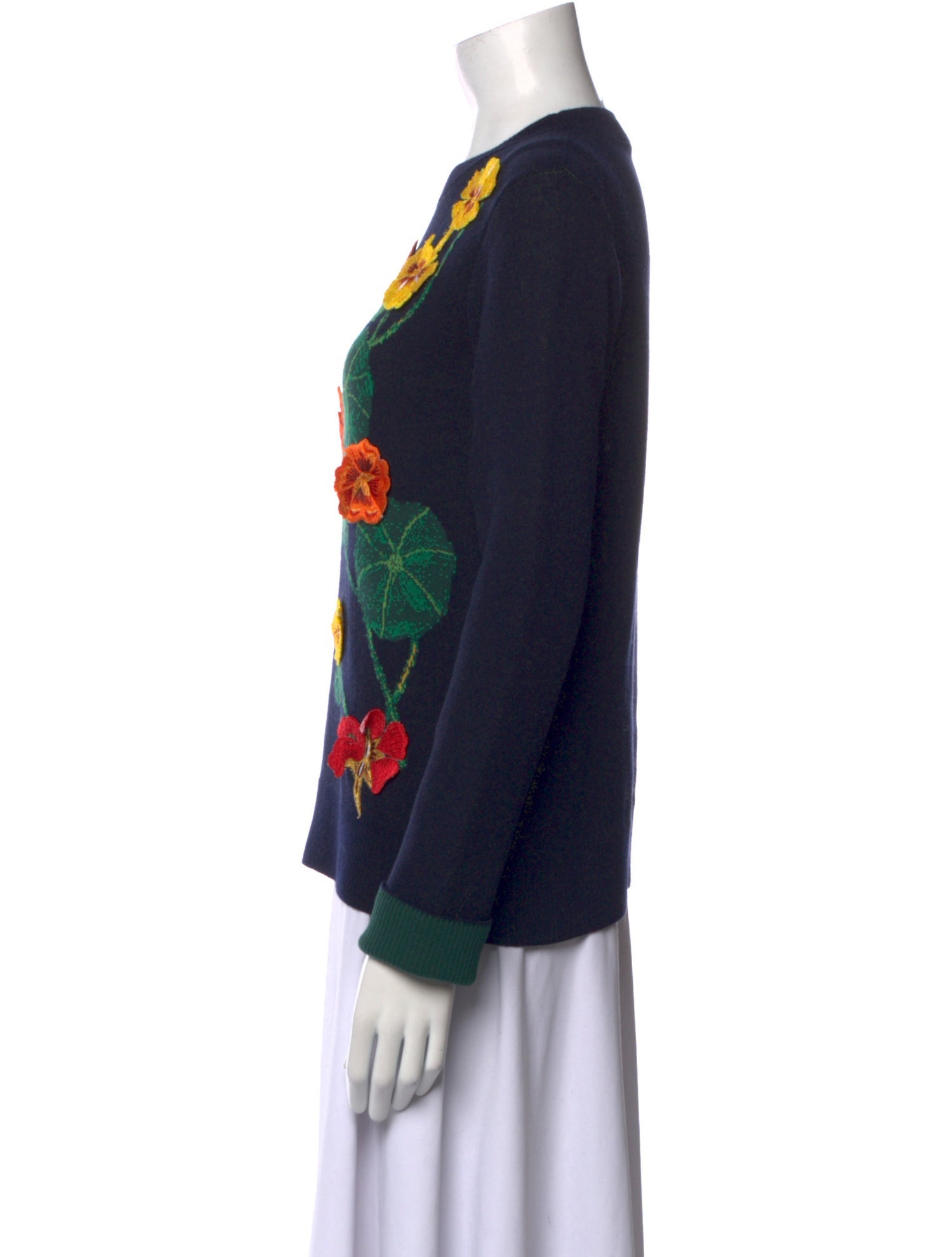 Oscar de la Renta Graphic Print Crew Neck Sweater