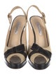 Oscar de la Renta Colorblock Pattern Bow Accents Slingback Pumps