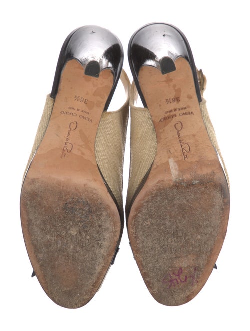 Oscar de la Renta Colorblock Pattern Bow Accents Slingback Pumps