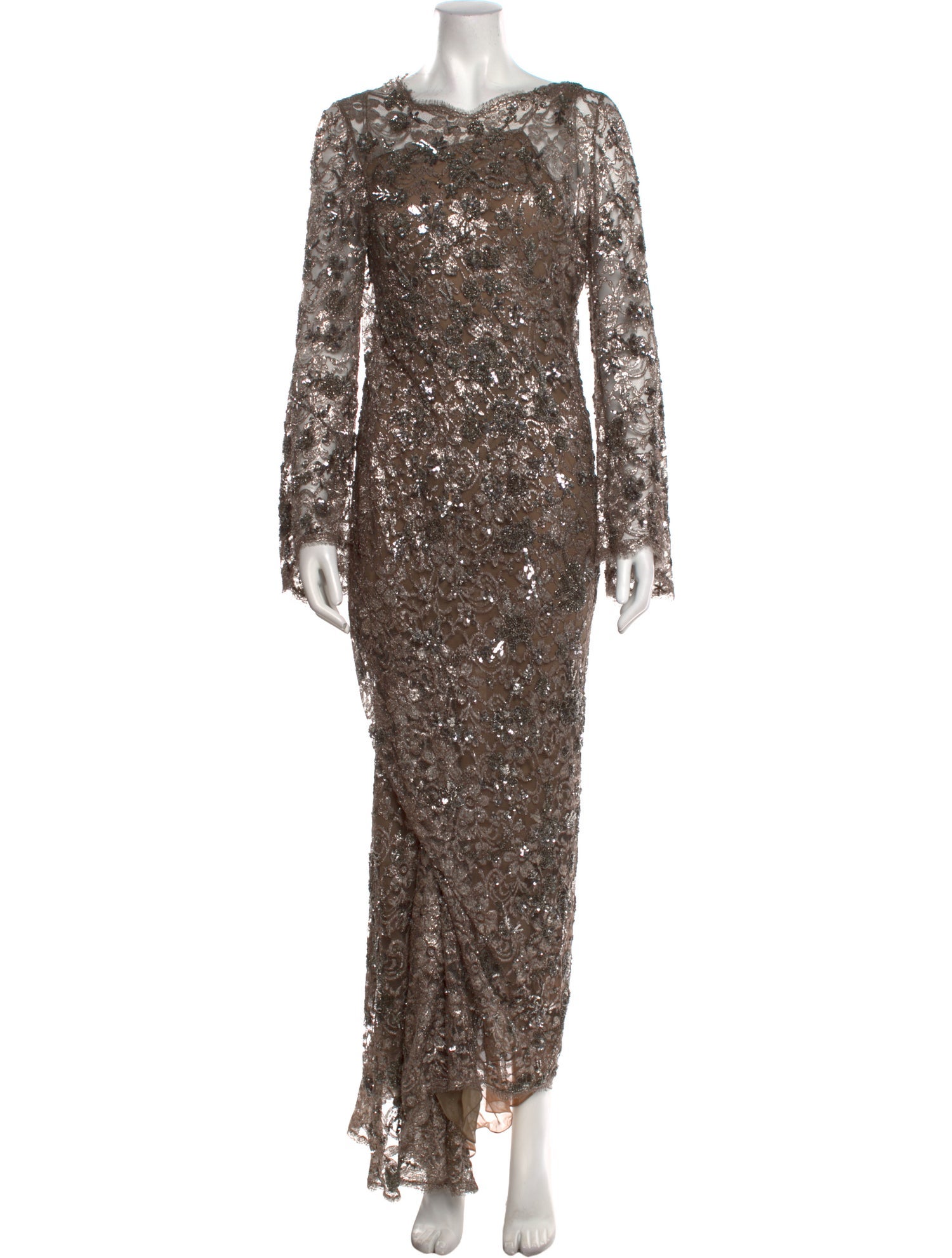 Oscar de la Renta Bateau Neckline Long Dress