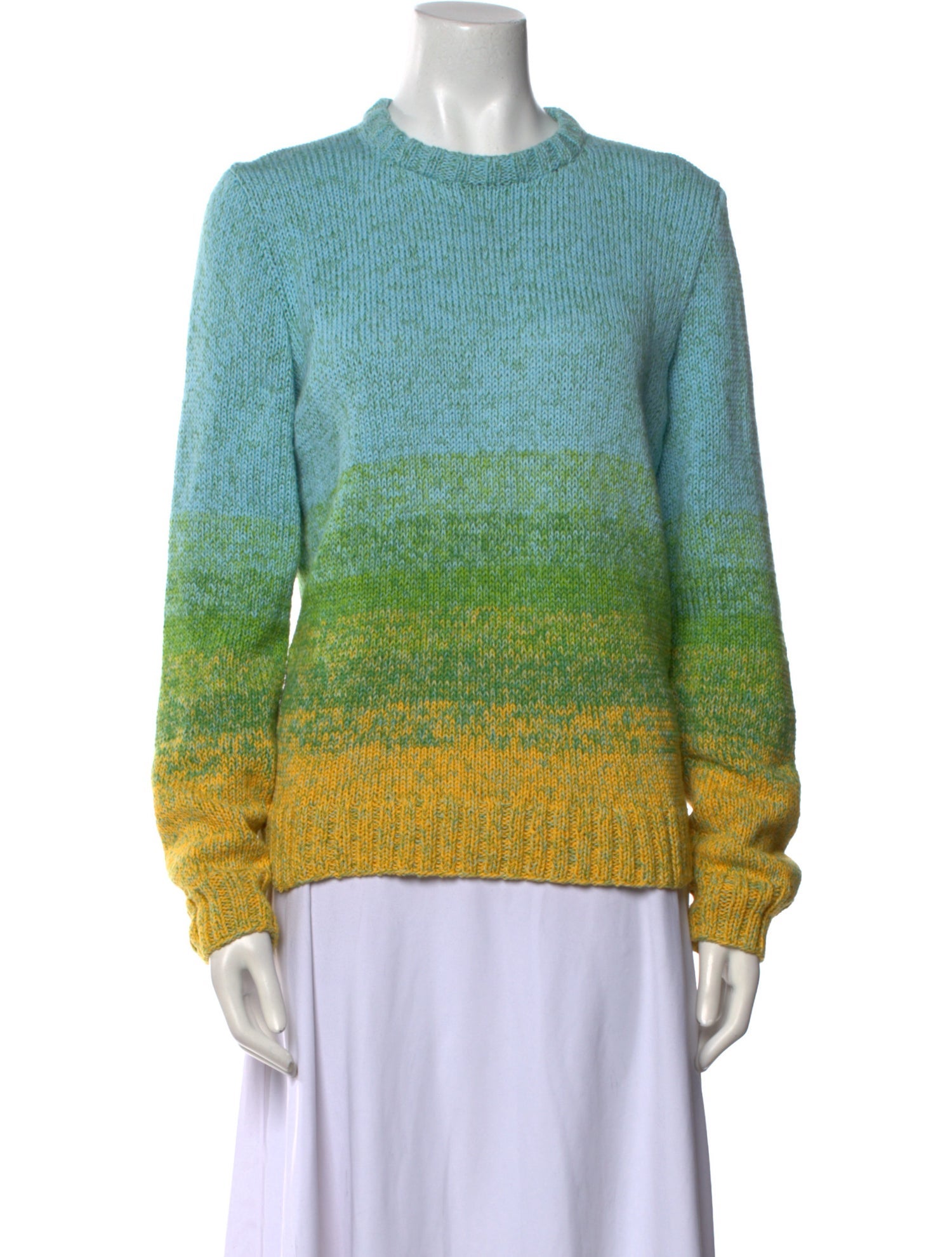 Oscar de la Renta Striped Crew Neck Sweater