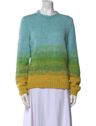 Oscar de la Renta Striped Crew Neck Sweater