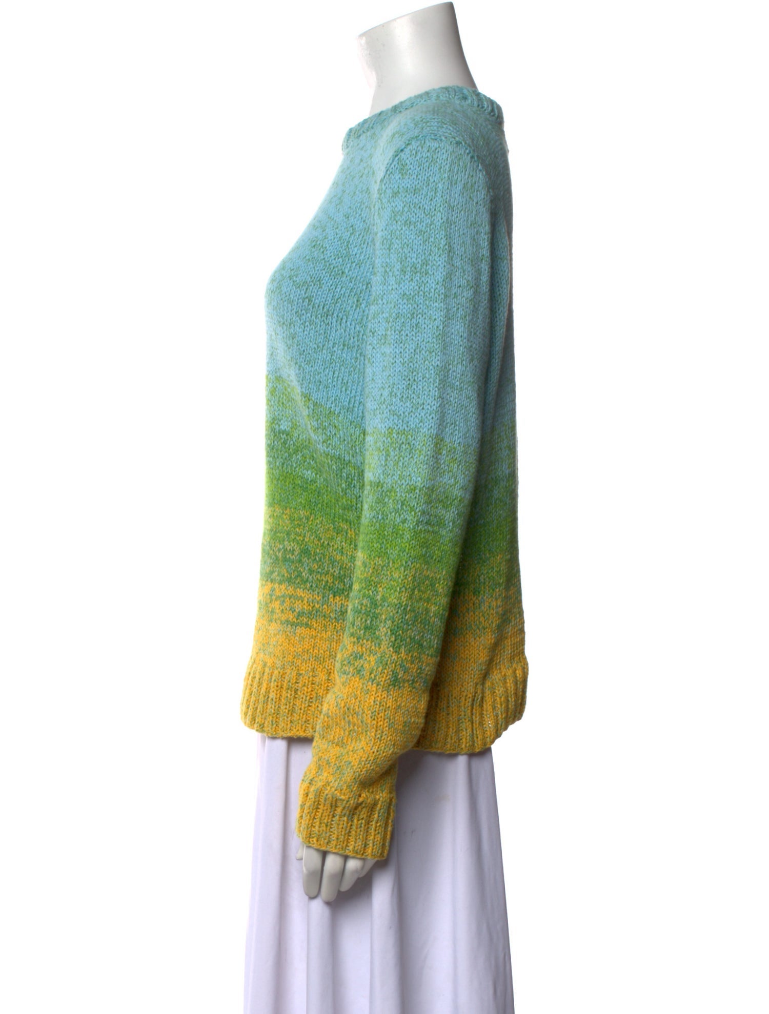 Oscar de la Renta Striped Crew Neck Sweater