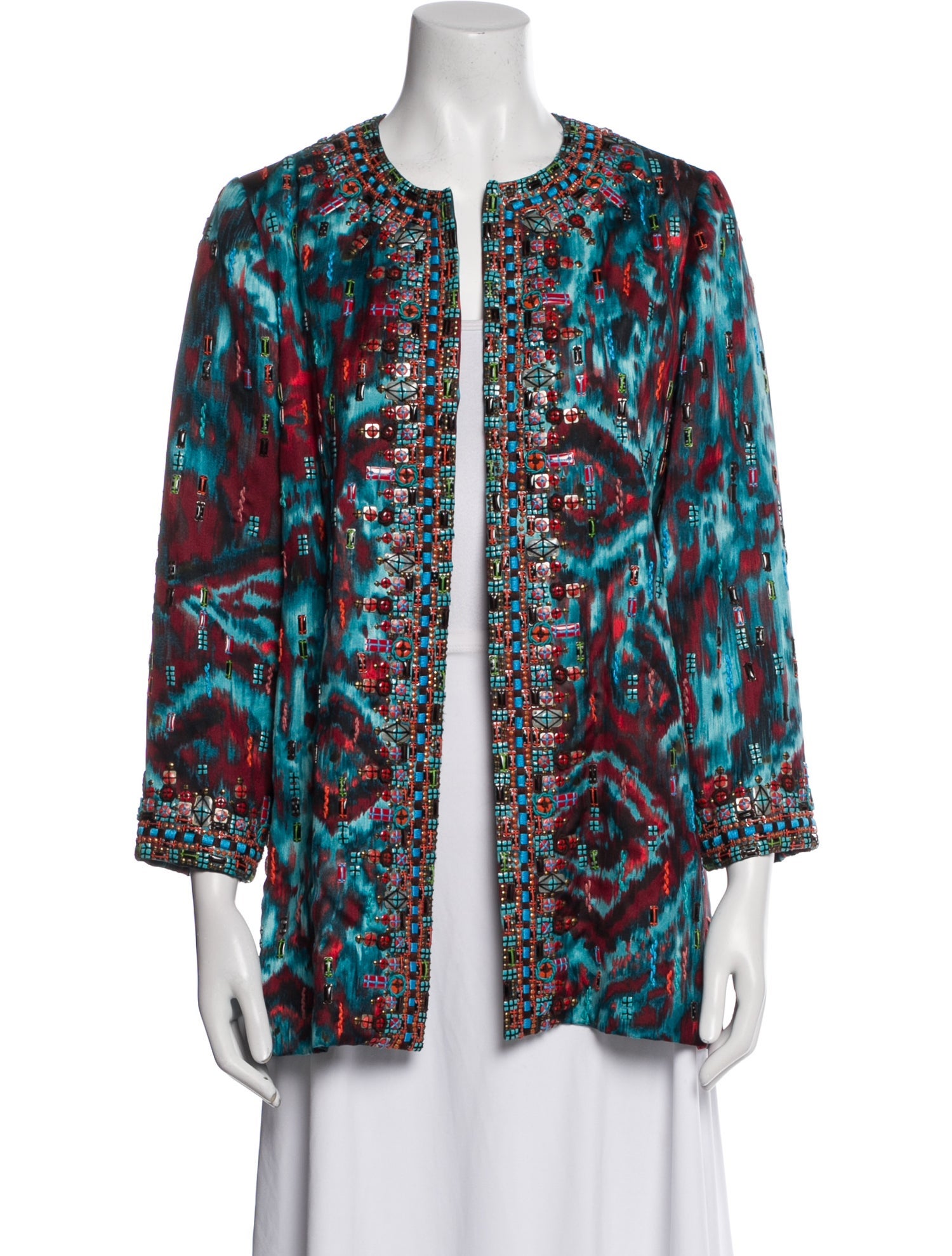 Oscar de la Renta Silk Printed Evening Jacket