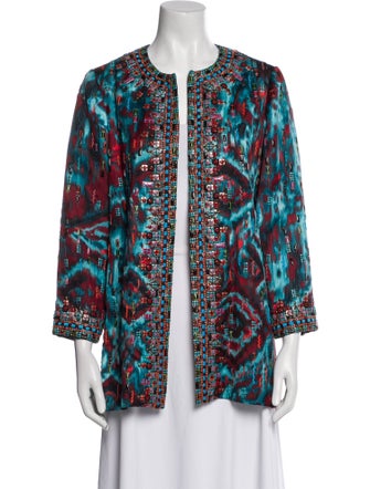 Oscar de la Renta Silk Printed Evening Jacket