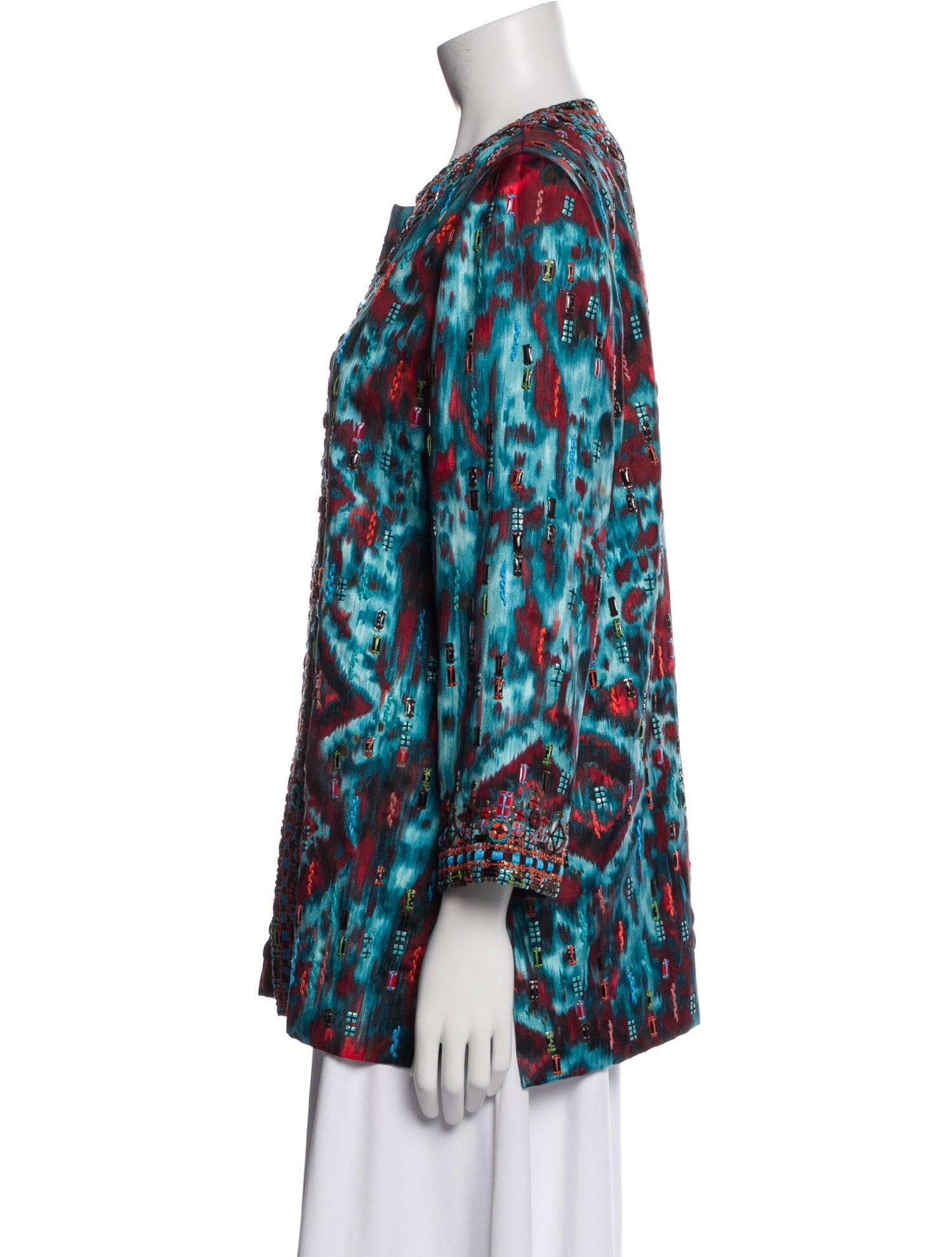 Oscar de la Renta Silk Printed Evening Jacket