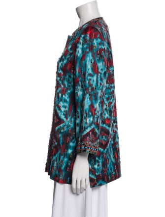 Oscar de la Renta Silk Printed Evening Jacket