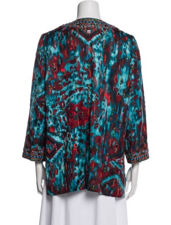 Oscar de la Renta Silk Printed Evening Jacket