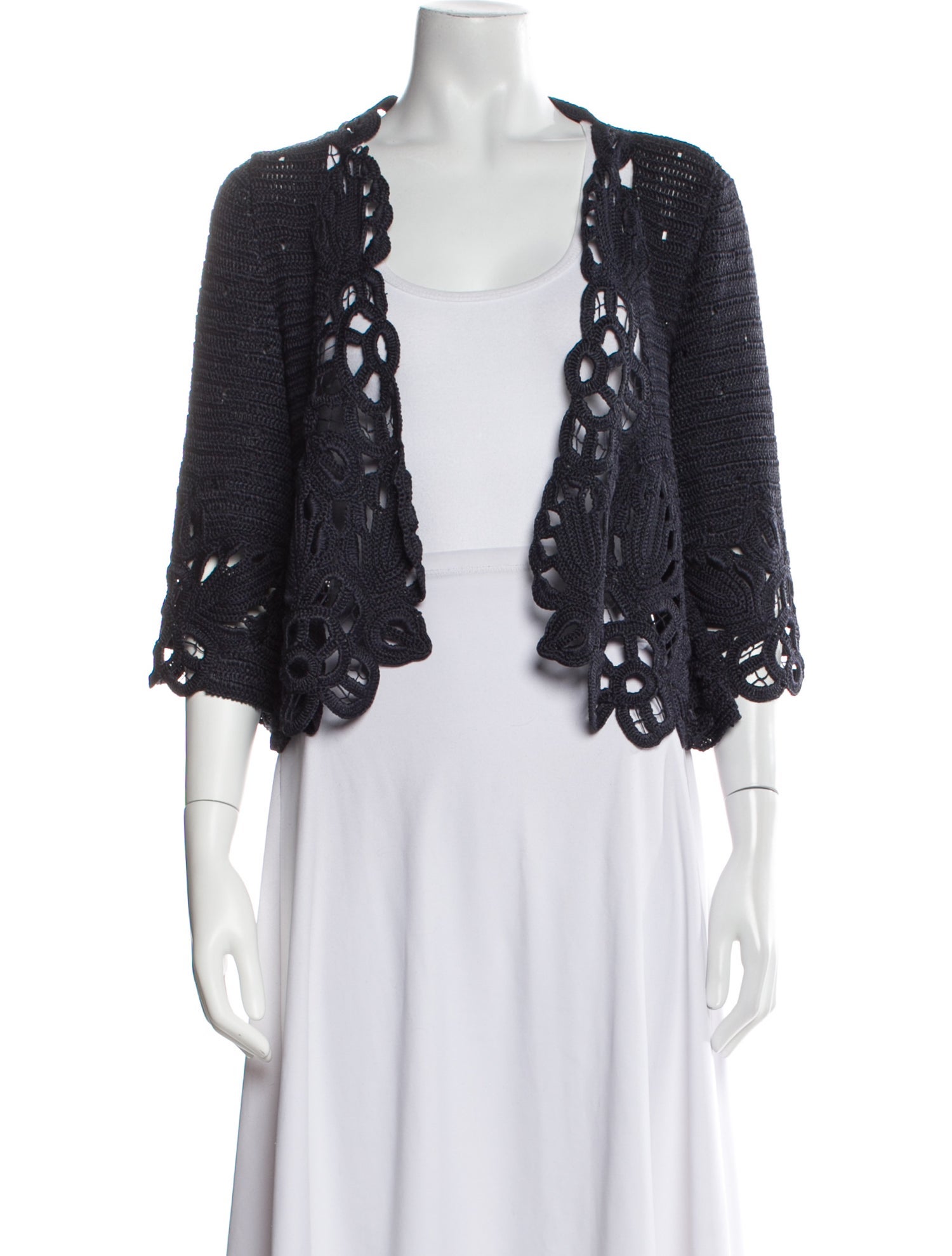 Oscar de la Renta Silk Lace Pattern Evening Jacket