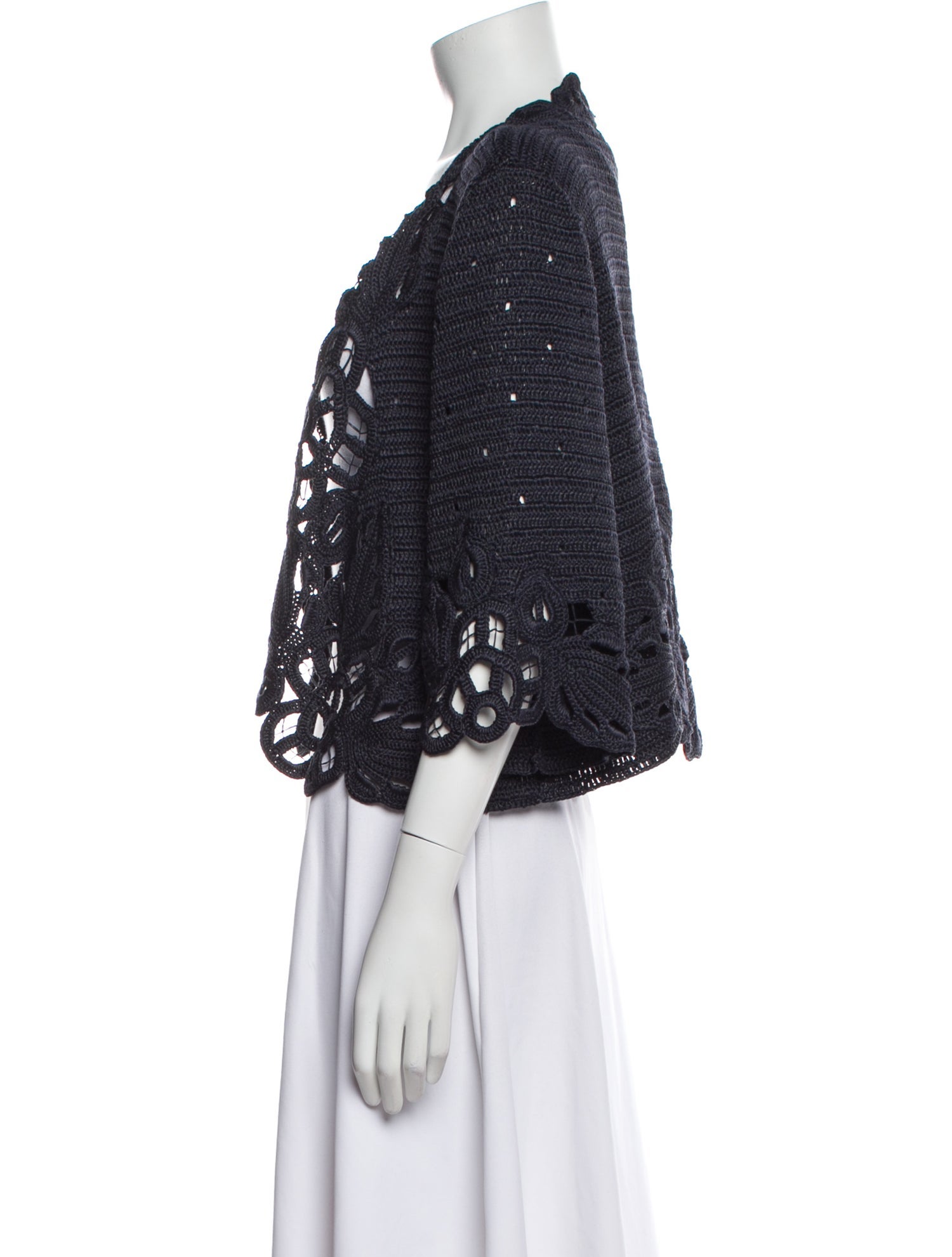 Oscar de la Renta Silk Lace Pattern Evening Jacket