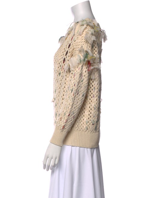 Oscar de la Renta Crochet Bateau Neckline Sweater