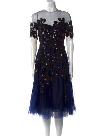 Oscar de la Renta Lace Pattern Midi Length Dress