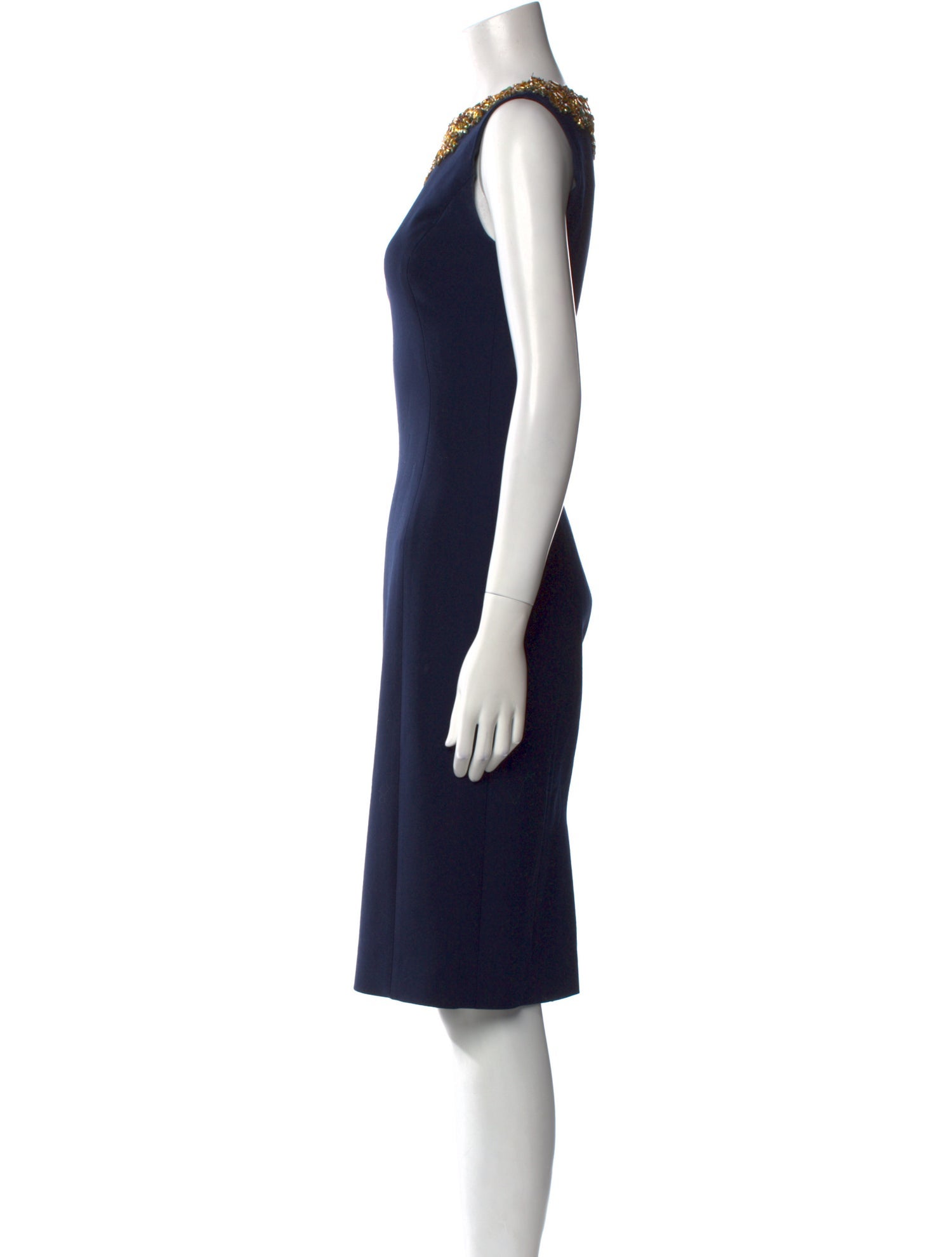 Oscar de la Renta Virgin Wool Knee-Length Dress