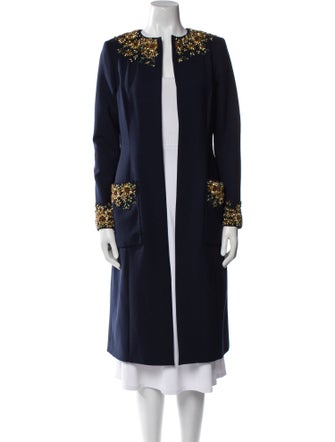 Oscar de la Renta Virgin Wool Floral Print Coat