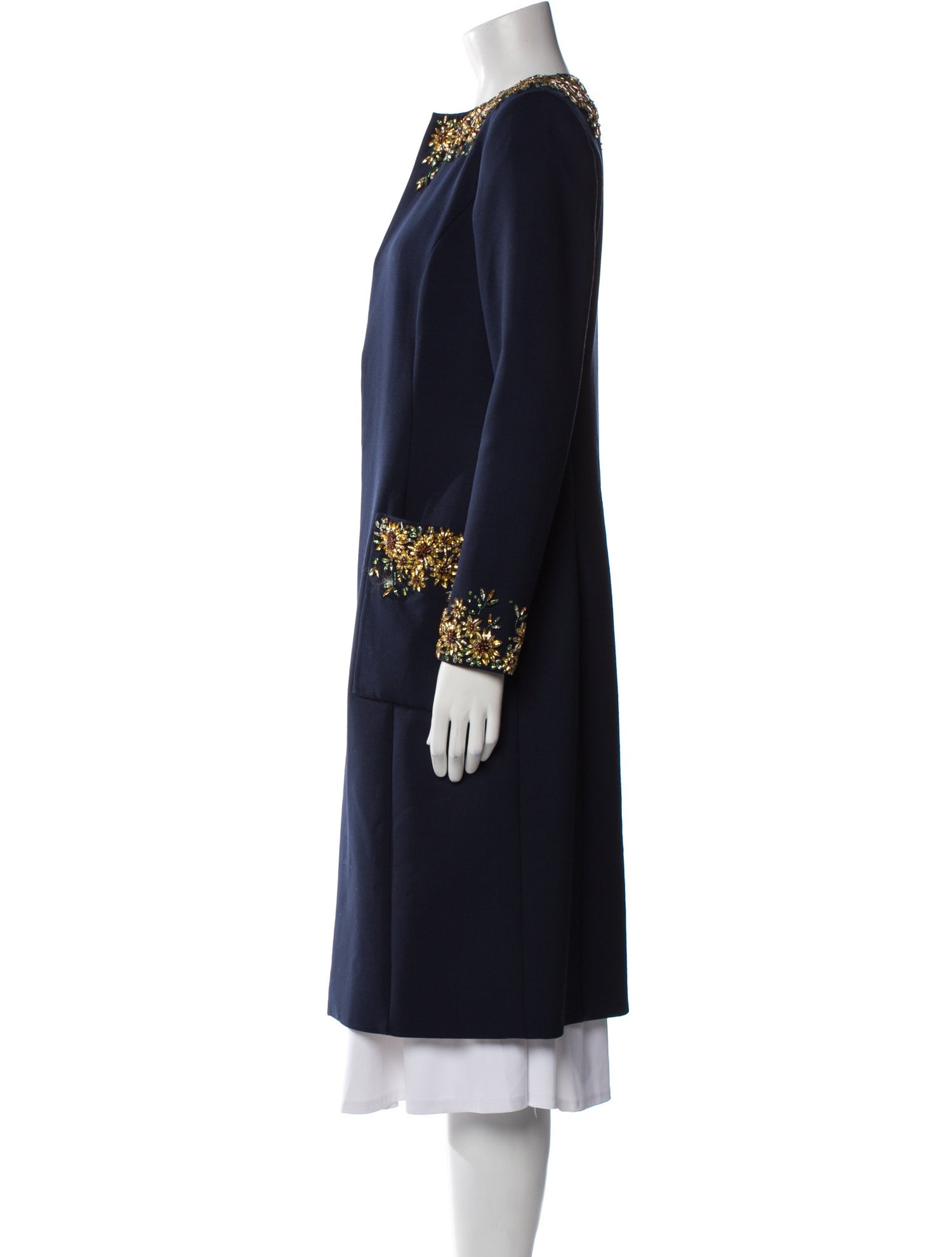 Oscar de la Renta Virgin Wool Floral Print Coat