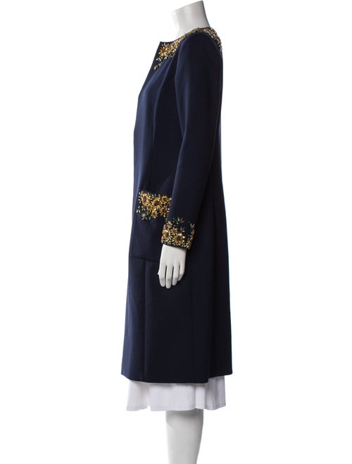 Oscar de la Renta Virgin Wool Floral Print Coat