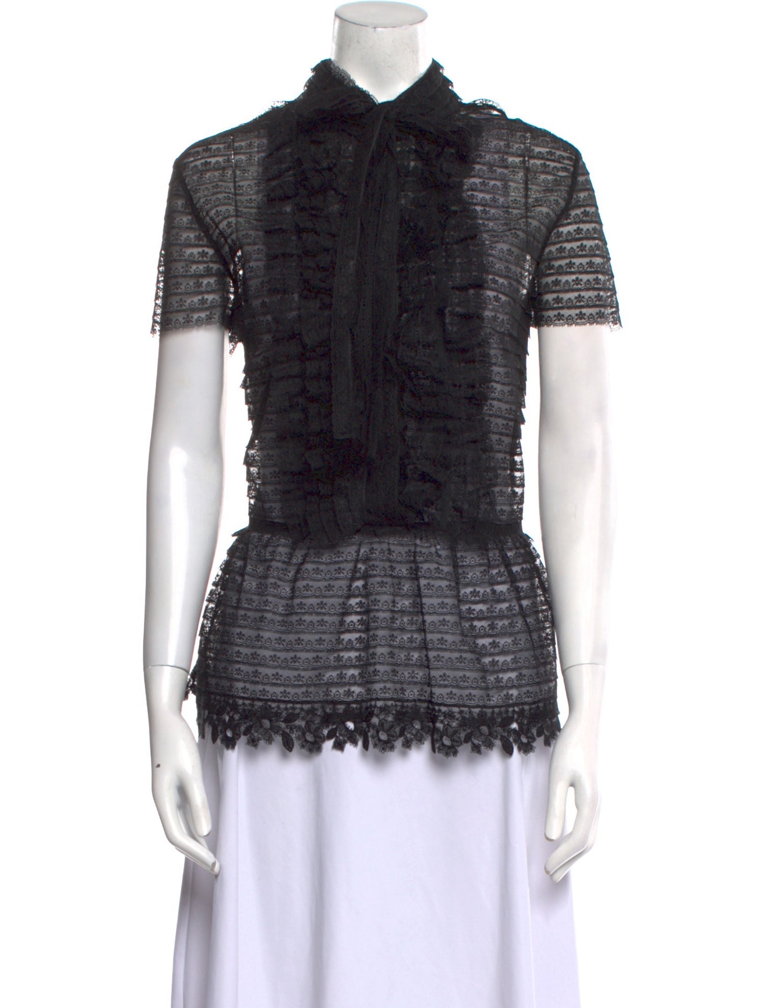 Oscar de la Renta Silk Lace Pattern Blouse