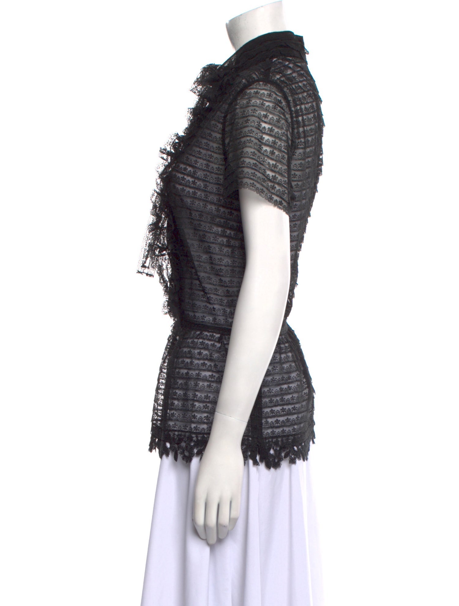 Oscar de la Renta Silk Lace Pattern Blouse