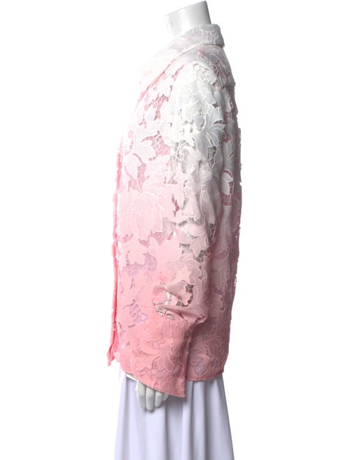 Oscar de la Renta Floral Print Long Sleeve Button-Up Top