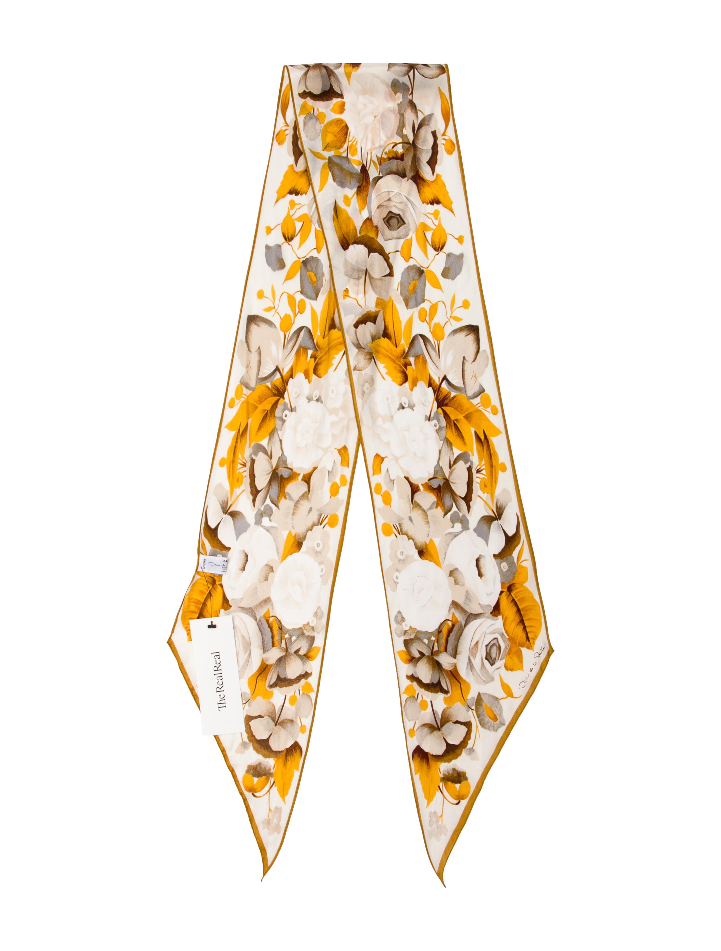 Oscar de la Renta Silk Floral Print Scarf