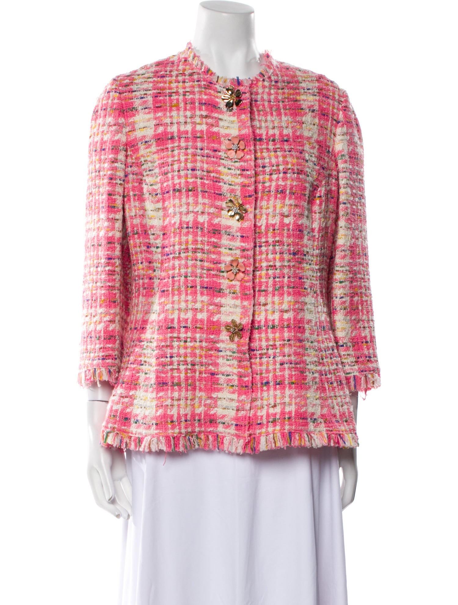 Oscar de la Renta Plaid Print Evening Jacket