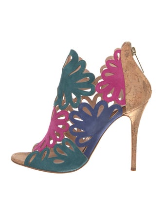Oscar de la Renta Suede Colorblock Pattern Pumps