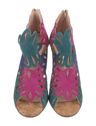Oscar de la Renta Suede Colorblock Pattern Pumps