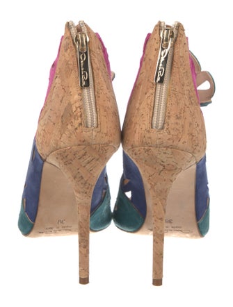 Oscar de la Renta Suede Colorblock Pattern Pumps