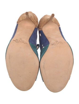 Oscar de la Renta Suede Colorblock Pattern Pumps