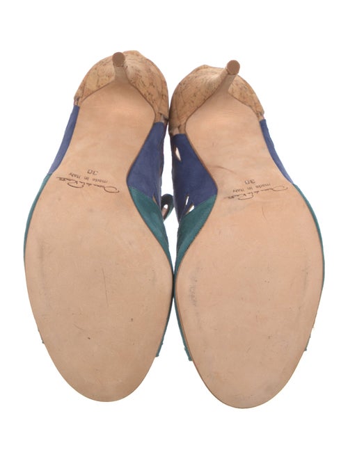 Oscar de la Renta Suede Colorblock Pattern Pumps