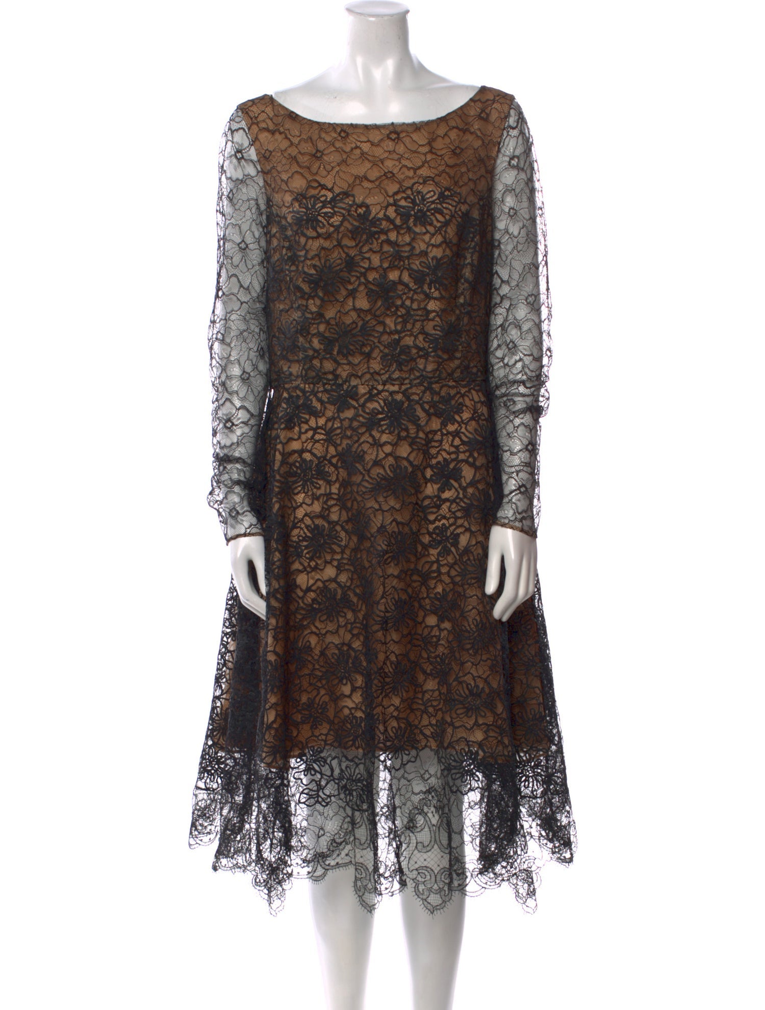 Oscar de la Renta Lace Midi Length Dress