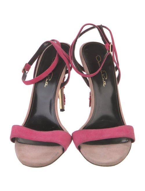 Oscar de la Renta Suede Crystal Embellishments Sandals