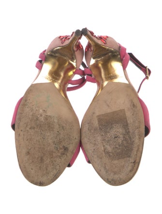 Oscar de la Renta Suede Crystal Embellishments Sandals