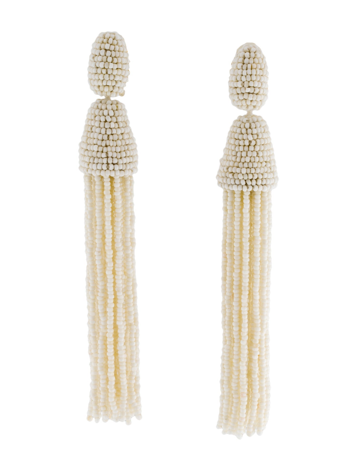 Oscar de la Renta Beaded Tassel Clip-on Earrings