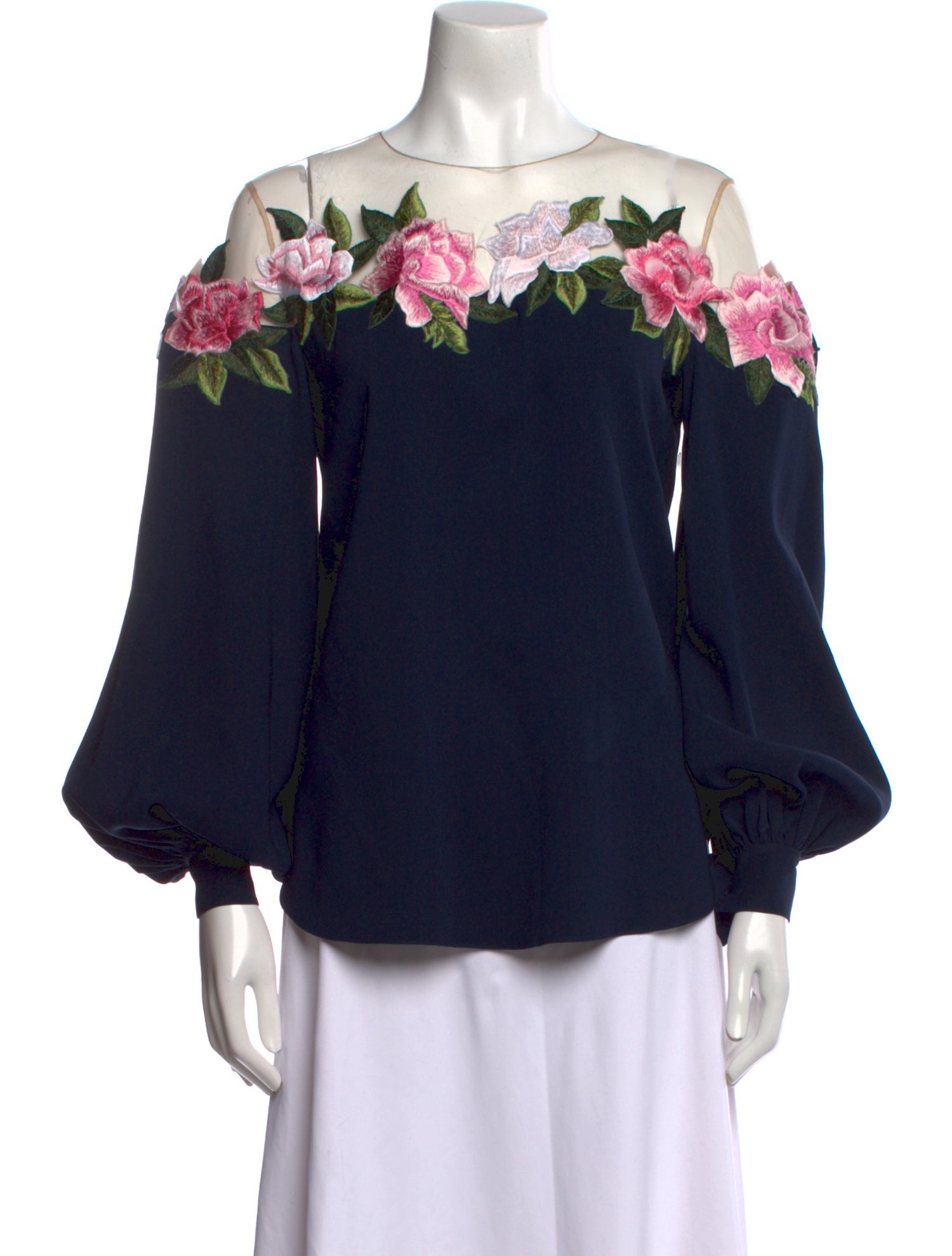 Oscar de la Renta Silk Floral Print Blouse