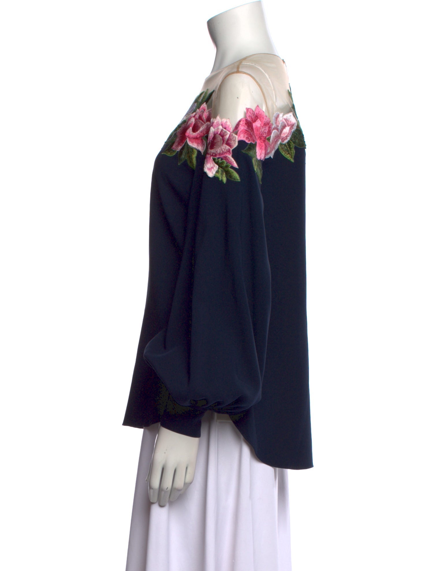 Oscar de la Renta Silk Floral Print Blouse